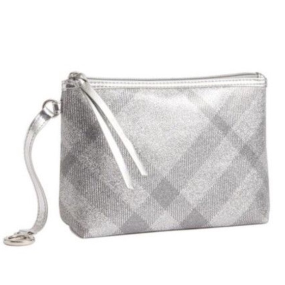 Burberry Handbags - Burberry Glittery Silver Cosmetic Clutch Bag
